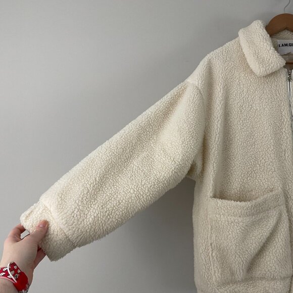 I AM GIA Pixie Cream Oversized Full Zip Teddy Jacket Size Small - Picture 5 of 6